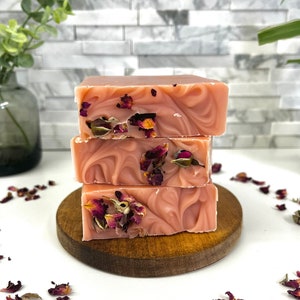 Rose Clay Soap Organic Natural Handmade Soap Cold Processed Soap Vegan Herbal Soap Zero Waste Artisan Soap Palm Oil Free Spa image 9