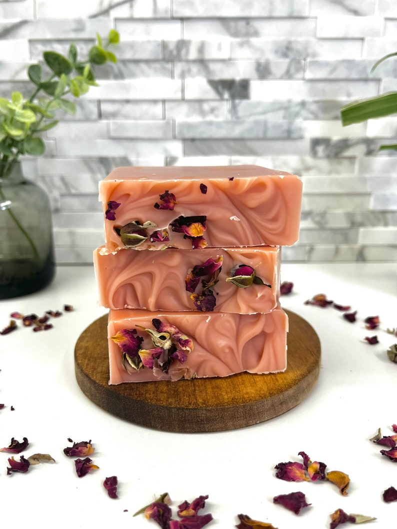 Rose Clay Soap Organic Natural Handmade Soap Cold Processed Soap Vegan Herbal Soap Zero Waste Artisan Soap Palm Oil Free Spa image 9