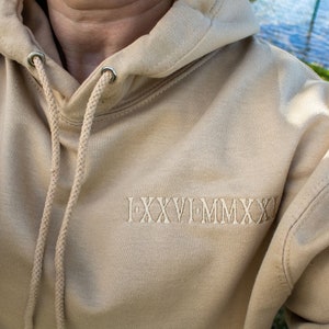 Roman Numerals Hoodie Anniversary Date Sweatshirt Couples Matching Hoodie Embroidered Wedding Date Pullover Anniversary Gift For Him For Her