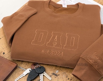 Embroidered Dad Sweatshirt with Kids Names, Fathers day Gift for new Dad, Expecting Dad Gifts