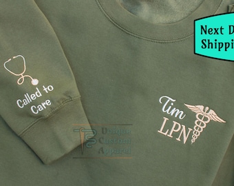 Custom Embroidered Caduceus Nurse Sweatshirt, RN CNA BSN Nicu Nurse Graduation Gift Pediatric Nurse Shirt, Nursing Jacket Labor and Delivery