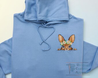 Embroidered Easter Sweatshirt, Easter Bunny Shirt, Happy Easter Day Hoodie, Cute Bunny Sweatshirt, Bunny Lover Shirt, Rabbit Sweater