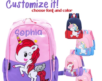 Personalized Unicorn Backpack for Girls, Toddler Preschool Bookbag