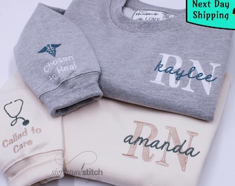 Custom Embroidered Nurse Sweatshirt, RN Graduation Gift, Labor and Delivery ER Pediatric Medical Student Gift