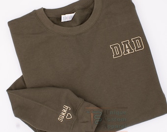 Embroidered Dad sweatshirt with kids Names on sleeve Dad Gifts Dad Shirt Fathers Day Gifts from Kids Dads Birthday hoodie Gift for New Dad