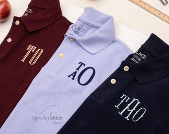 Personalized Embroidered Kids School Polo | Monogrammed School Uniform Shirt | Custom Initials Youth Polo | Back to School Custom Apparel