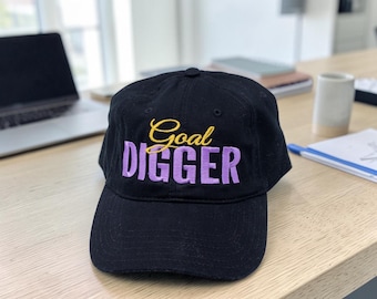 Goal Digger Custom Text Embroidered Hat, Personalized Baseball Cap, Vintage Style Hat, Business Owner Leadership Gifts for Strong Woman