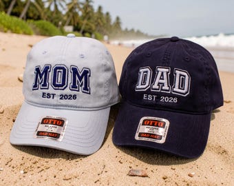 Gorra bordada personalizada, gorra personalizada para papá, gorras a juego para mamá y papá, regalo para padres primerizos, gorras familiares a juego.