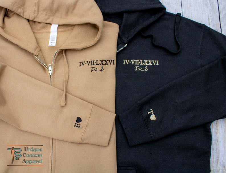 Personalized Embroidered Anniversary Date Couples Sweatshirt Etsy