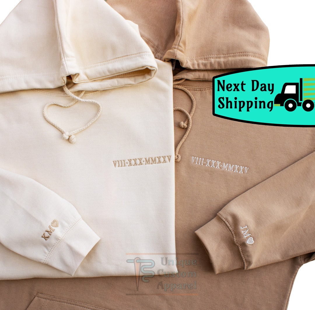 Anniversary Hoodie With Initials on Sleeve, Roman Numeral Hoodie