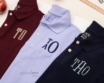 Personalized Embroidered Kids School Polo | Monogrammed School Uniform Shirt | Custom Initials Youth Polo | Back to School Custom Apparel
