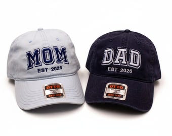Gorras a juego para mamá y papá, gorra bordada a medida, gorra personalizada para papá, regalo para padres primerizos, gorras familiares a juego.