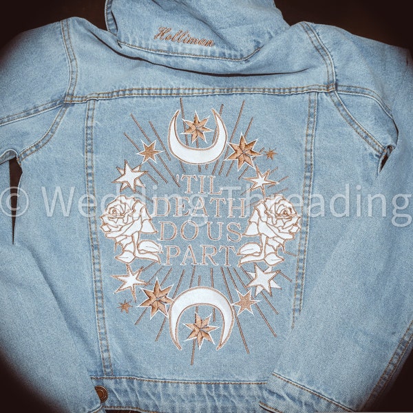 Geborduurd 'Til Death Do Us Part | Sustainable Bride's Denim Jacket | Trouwjas | Verlovingsjack | Jubileum jasje