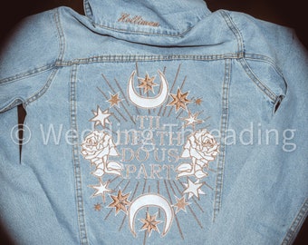Bestickt mit 'Til Death Do Us Part | Nachhaltige Jeansjacke für die Braut | Hochzeit Jacke | Jacke Verlobung | Jubiläums-Jacke