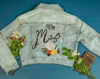 Individuell bestickte Brautjacke | Nachhaltig | Dein Name mit diesem Design | Der Name der Braut bestickte Jacke