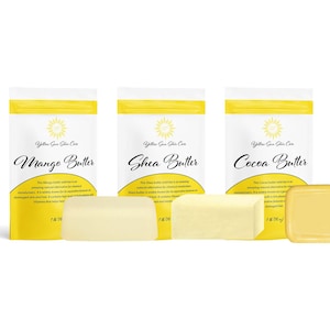 Shea Butter, Mango Butter, Cocoa Butter set – Each Butter is 1 lb, Organic and Raw Butters