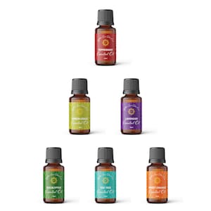 Organic Essential oils Kit of 6 X10ML Diffuser Fragrance Oils Set, Sweet orange, Tea Tree, Peppermint, Lemon Grass, Eucalyptus & Lavender image 5