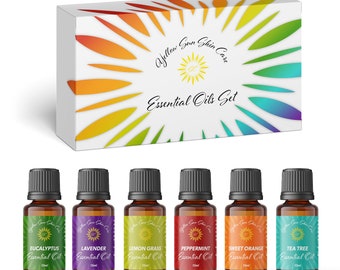 Essential oils Kit of 6 X10ML Diffuser Oils Set, Orange, Tea Tree, Peppermint, Lemongrass, Eucalyptus & Lavender, Great Gift Idea for Friend