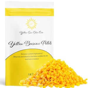 Bio Gelb Bienenwachs Pellets (1 Pfund) Bienenwachs Pestizidfrei Dreifach gefiltert, leicht schmelzen Bienenwachs Pastillen für DIY Kerze Hautpflege Lippenbalsam