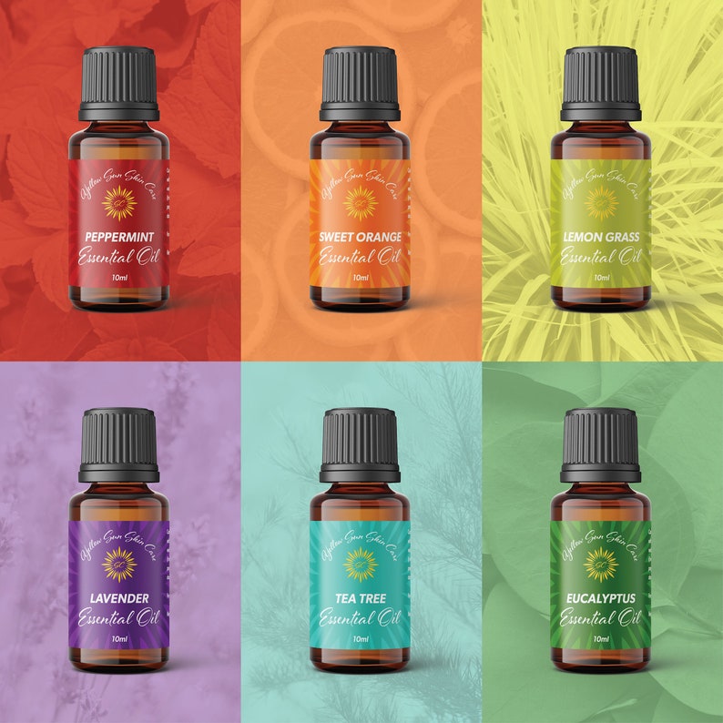 Organic Essential oils Kit of 6 X10ML Diffuser Fragrance Oils Set, Sweet orange, Tea Tree, Peppermint, Lemon Grass, Eucalyptus & Lavender image 4
