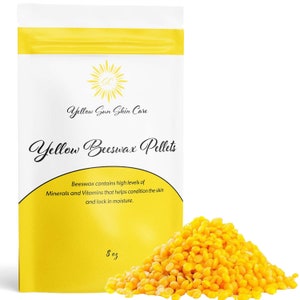 Gelbe Bio Bienenwachs Pellets 8 oz, Bienenwachs Pestizidfrei Dreifach gefiltert, Easy Melt Bienenwachs Pastillen für DIY Kerzen Hautpflege Lippenbalsam