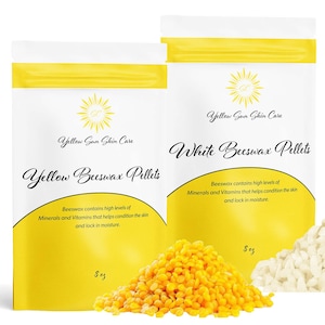 Bio-Bienenwachs-Pellets in Gelb und Weiß 1 Pfund (8 oz in jedem Beutel) Dreifach gefiltert, leicht schmelzende Bienenwachs-Pastillen für DIY-Kerze, Hautpflege, Lippenbalsam