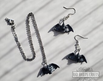 Bat Earrings, Necklace | Halloween, spooky season, witchy