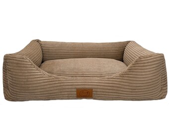 Hundebett San Marino CAPPUCCINO -orthopädisch- aus Kuschel Cord XS - XL mit rutschfester Unterseite für kleine Hunde und große Hunde