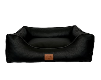 Dog bed Milano BLACK -orthopedic- made of synthetic leather XS - XL with non-slip bottom for small dogs and large dogs