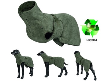 Hundebademantel kleine Hunde / Hundebademantel große Hunde / schnell trocknend XXS - XL Olive Microfaser Recycled