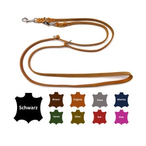 Dog leash greased leather small dogs / large dogs 2 m / 2.40 m / 2.80 m / 3.50 m / 5 m double leash adjustable image 1