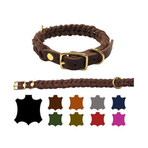Dog collar oiled leather brass Dog collar leather medium/ large dogs Braun