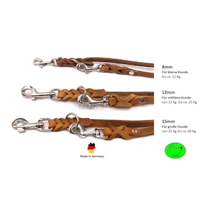 Dog leash greased leather small dogs / large dogs 2 m / 2.40 m / 2.80 m / 3.50 m / 5 m double leash adjustable Cognac