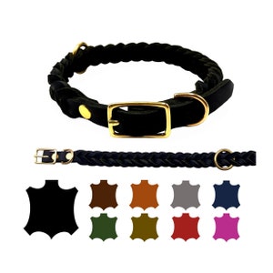 Dog collar oiled leather brass Dog collar leather medium/ large dogs Schwarz