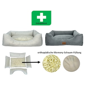 Hundebett San Marino orthopädisch aus Kuschel Cord XS XL mit rutschfester Unterseite für kleine Hunde und große Hunde Bild 3