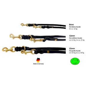 Dog leash grease leather brass small dogs / large dogs 2 m / 2.40 m / 2.80 m / 3.50 m / 5 m double leash adjustable Schwarz