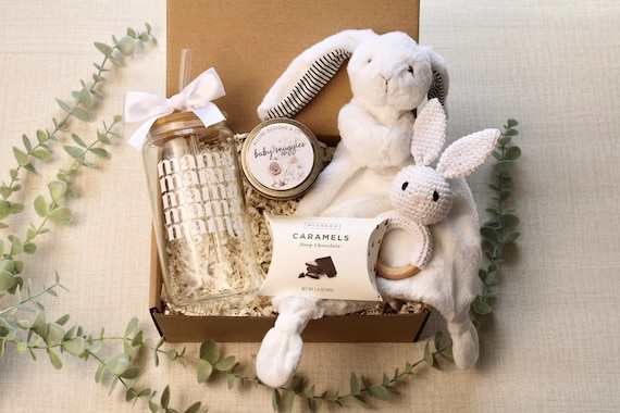 New Mom Gift Box, Postpartum gift box, Crochet Rattle, New Mom Gift