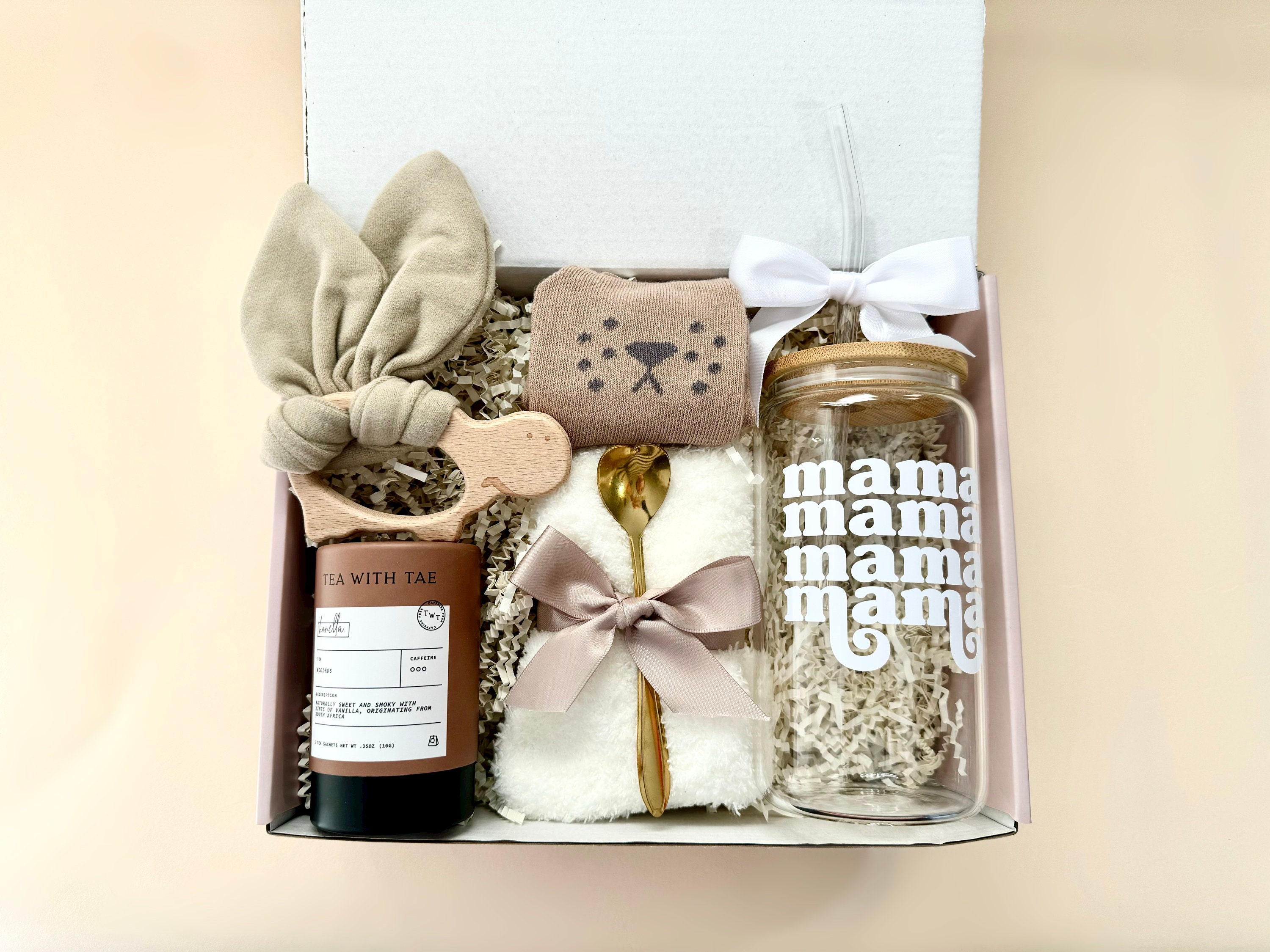 New Mom Gift Box, Glass Mama Cup, Cozy Socks, Baby Toy - Etsy