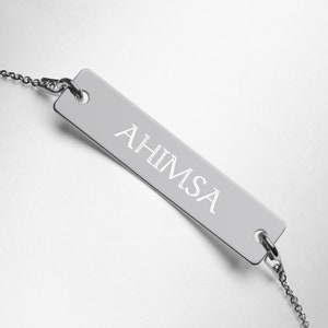Ahimsa Bar Chain Bracelet, Yoga Bracelet, Yoga Teacher Gift, Ahimsa, Kindness Bracelet, Self love image 2