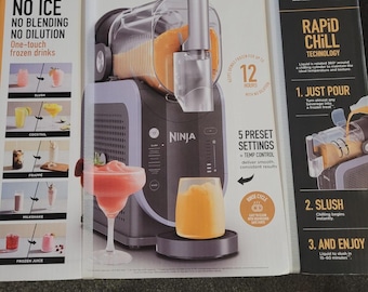 Máquina profesional para hacer bebidas congeladas Ninja SLUSHI, 88 oz, sin hielo, 5 programas preestablecidos (FS301)
