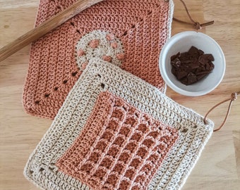 conjunto de crochet agarraderas para galletas y gofres, agarraderas de doble cara a crochet