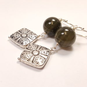 Green Agate drop earrings T1016