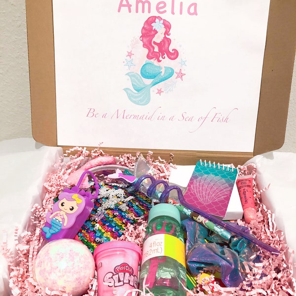 Mermaid Gift Box, Gift Box for Kids, Birthday Box, Gift for Girl, Birthday Gift for Girl, Personalized Bracelet, Just Because Gift
