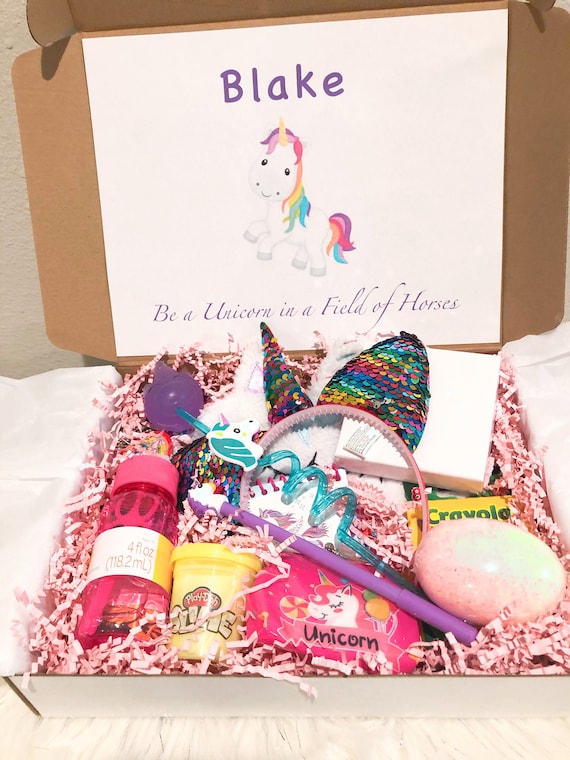 Unicorn Gift Box, Gift Box for Kids, Birthday Box, Gift for Girl, Birthday Gift  for Girl, Personalized Bracelet, Just Because Gift 