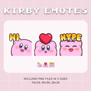 Kirby Emote Starter Pack | Kirby Hi Wave Heart Love Hype | Twitch Discord