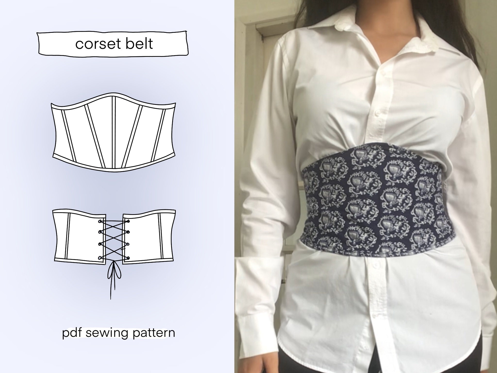 PDF underbust corset belt sewing pattern printable Etsy