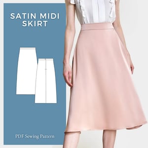 Satin Skirt Sewing Pattern, Midi Skirt Pattern, Long Skirt Pattern, A-Line Skirt Pattern, Circle Skirt Pattern, Skirt Sewing PDF, Digital
