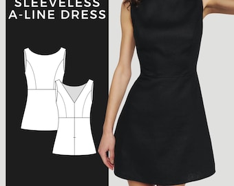 Summer Dress Sewing Pattern, A-Line Dress Pattern, Sleeveless Dress Pattern, Easy Dress Pattern, Elegant Dress Pattern, PDF Sewing Pattern