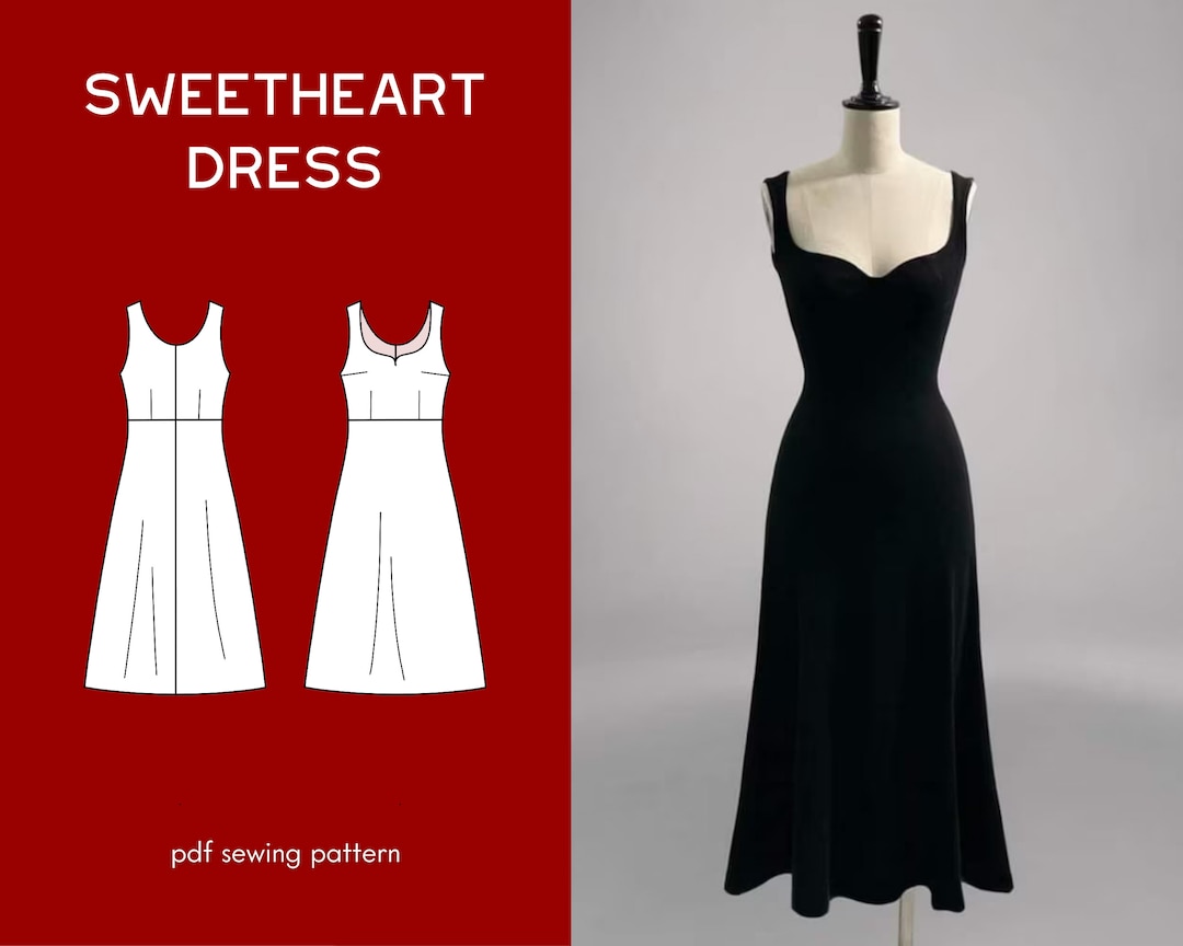 Sweetheart Neckline Dress Pattern Bodycon Dress Pattern Etsy