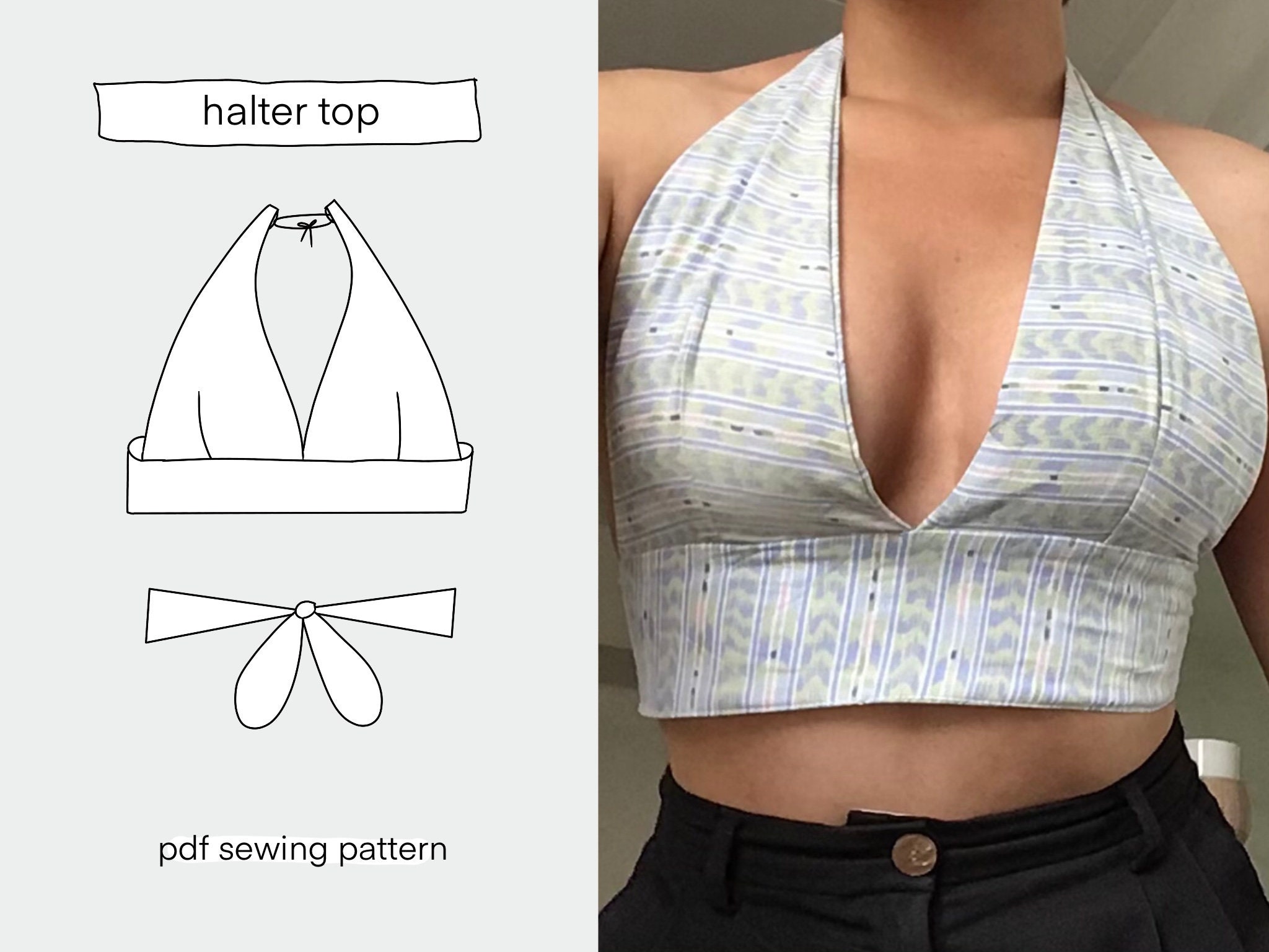 Halter Top Sewing Pattern PDF XS XXL Crop Top Bralette - Etsy